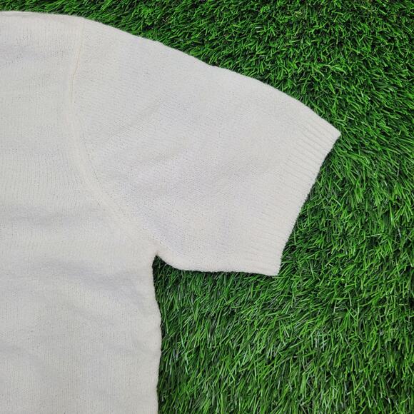 Vintage 90s MOD Sweater Womens Medium 20x23 White TanJay - Picture 3 of 12